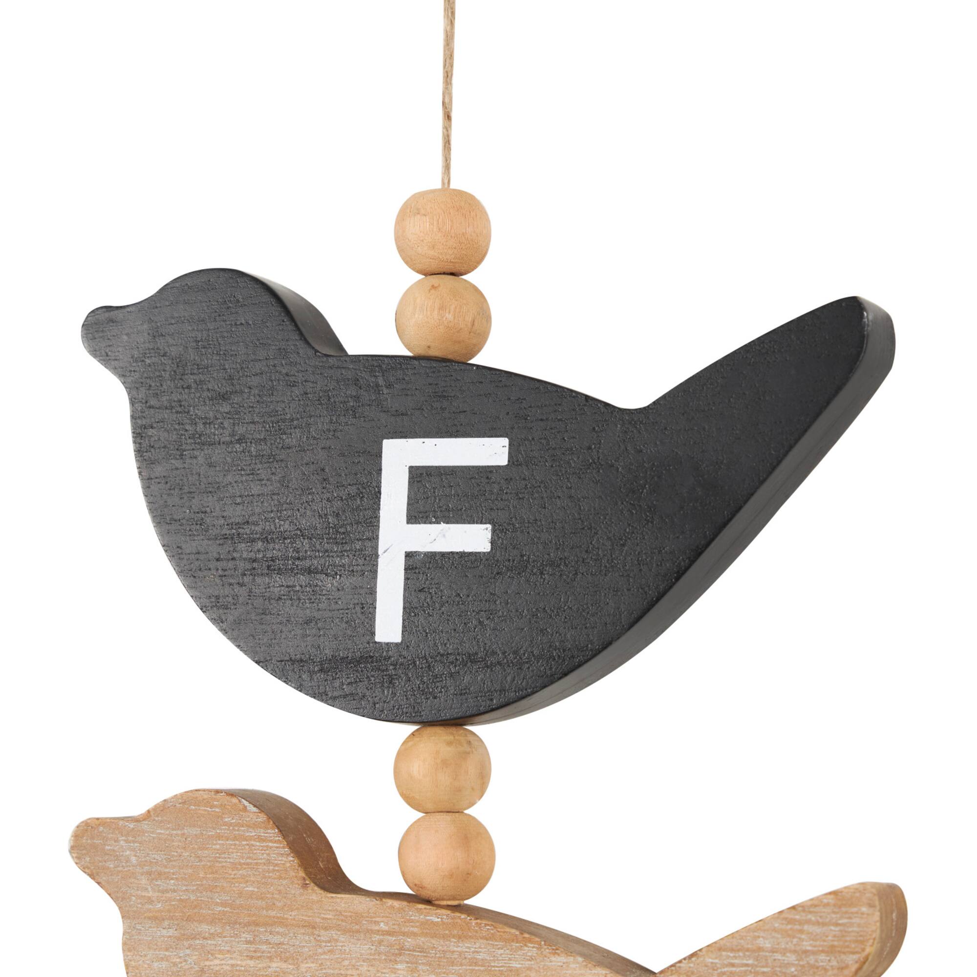 Brown Wood Bird Handmade Family Sign Wall Décor with Tassel and Bead Accents